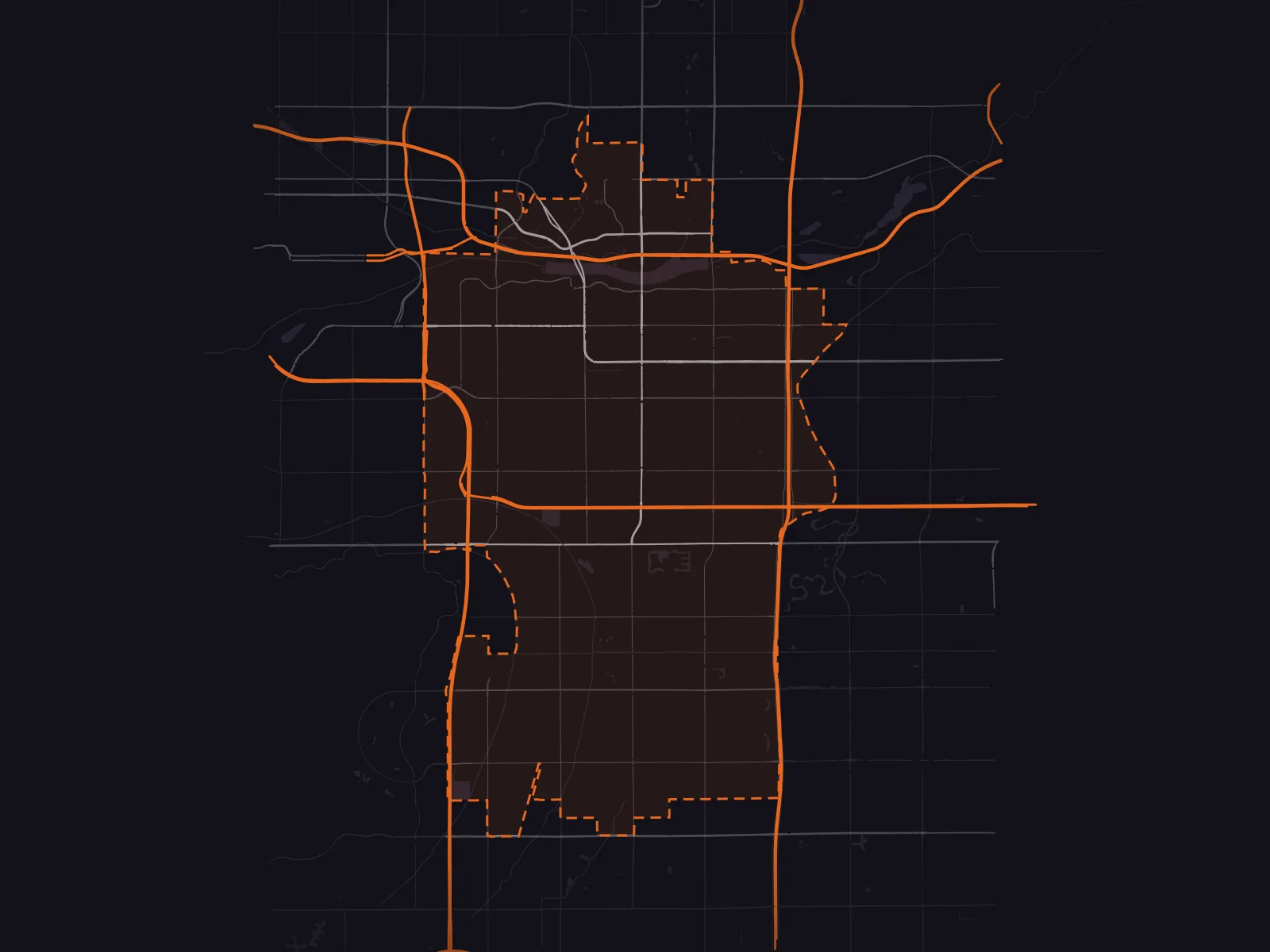 Map of Tempe, Arizona, with the city line and freeways marked and the surrounding cities named.